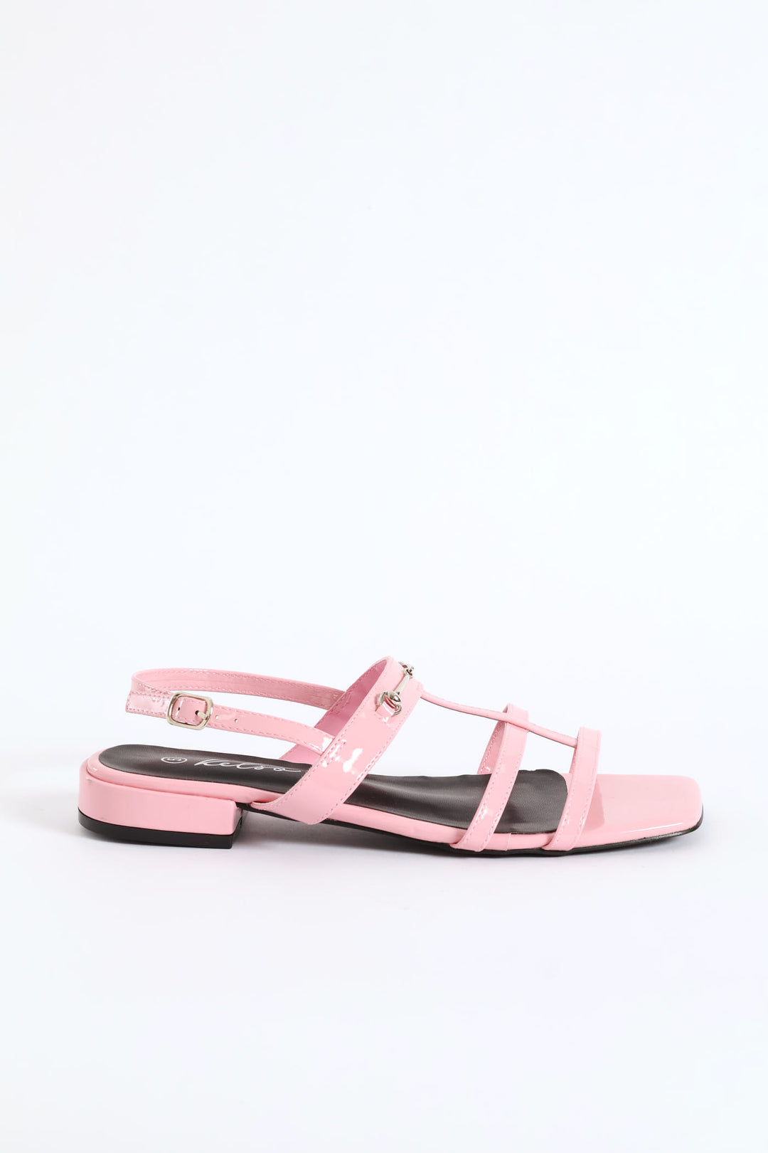 Metal Bar Thin Strap T-Bar Sandal - Light Pink