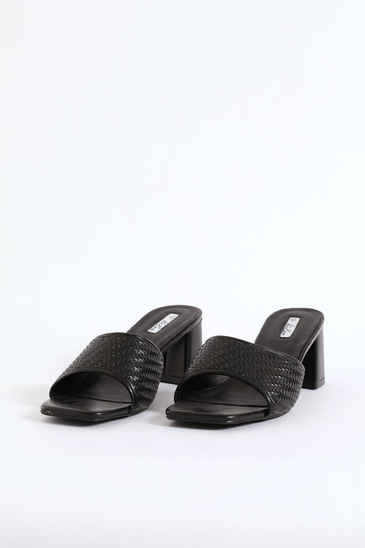 Weave Band Mule Heel - Black