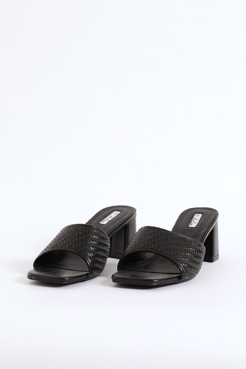 Weave Band Mule Heel - Black