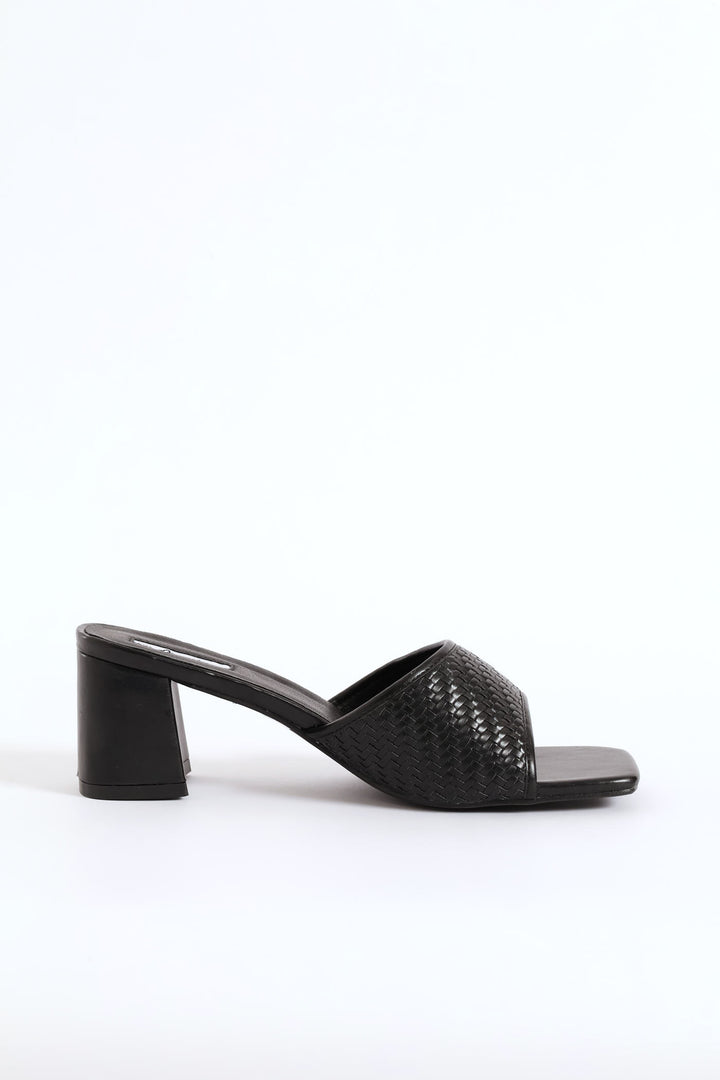 Weave Band Mule Heel - Black