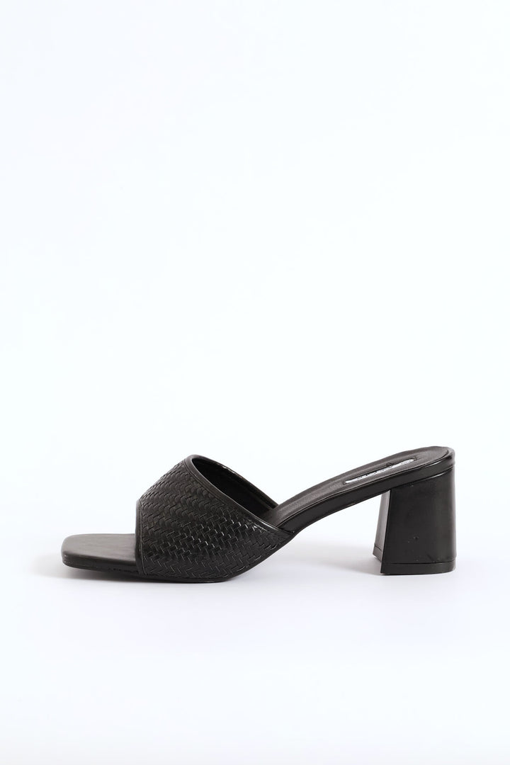 Weave Band Mule Heel - Black