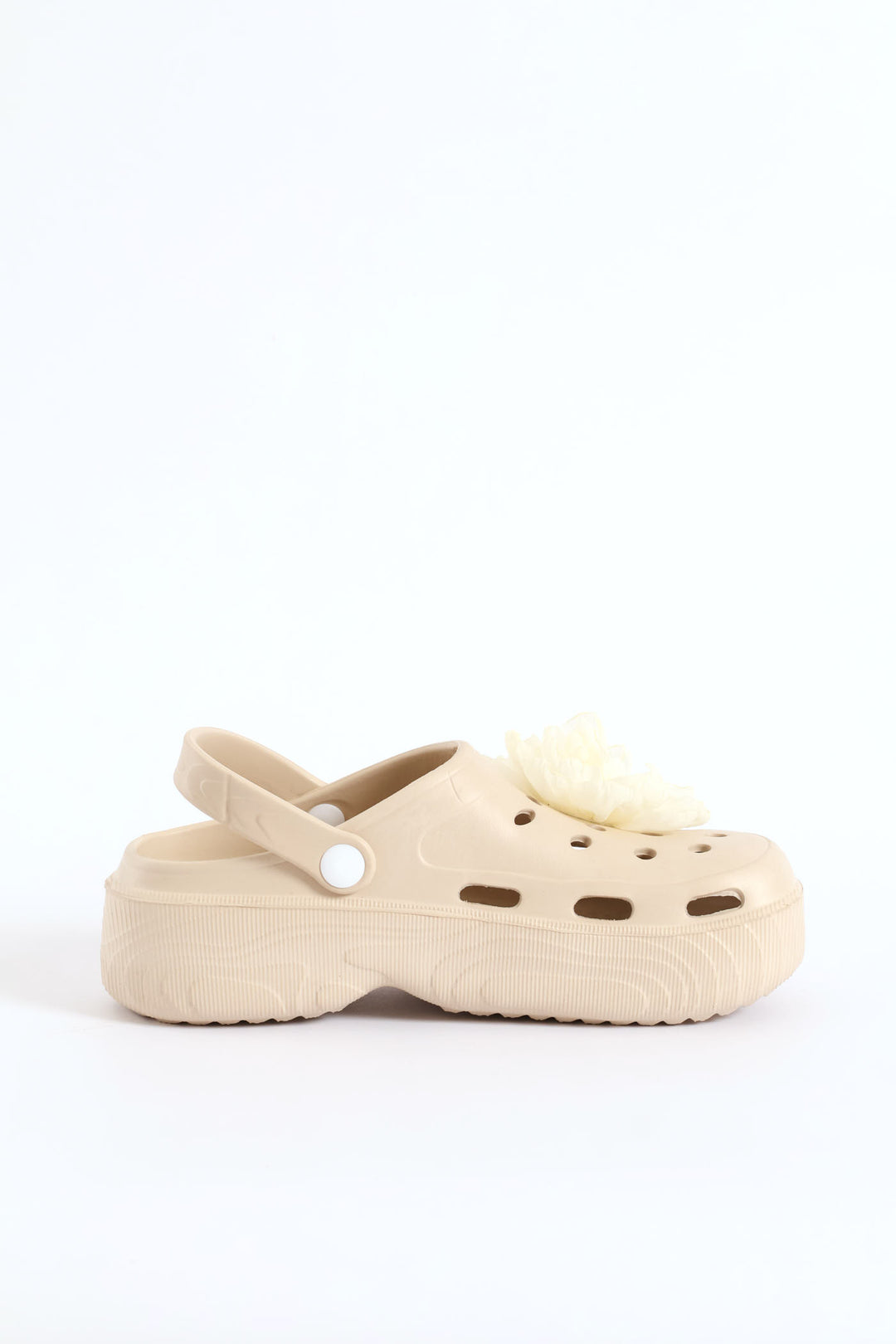 Floral Detail Bumper Clog - Stone