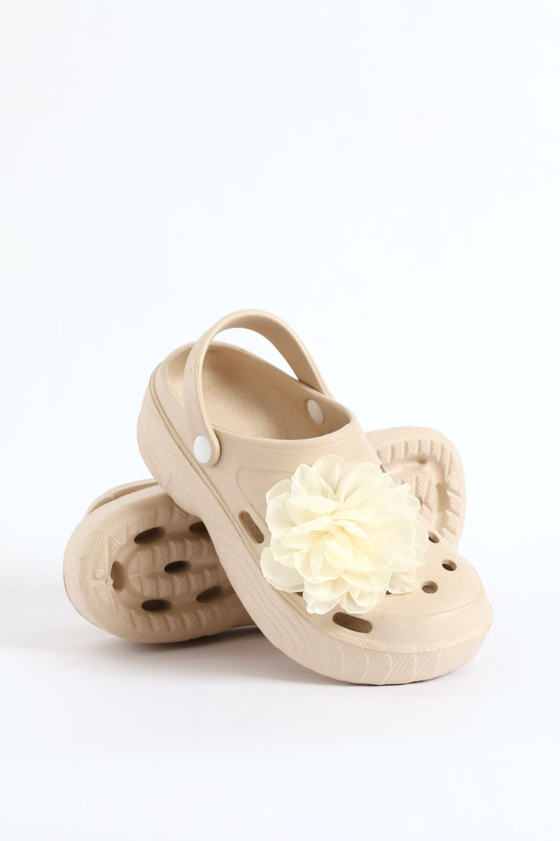 Floral Detail Bumper Clog - Stone