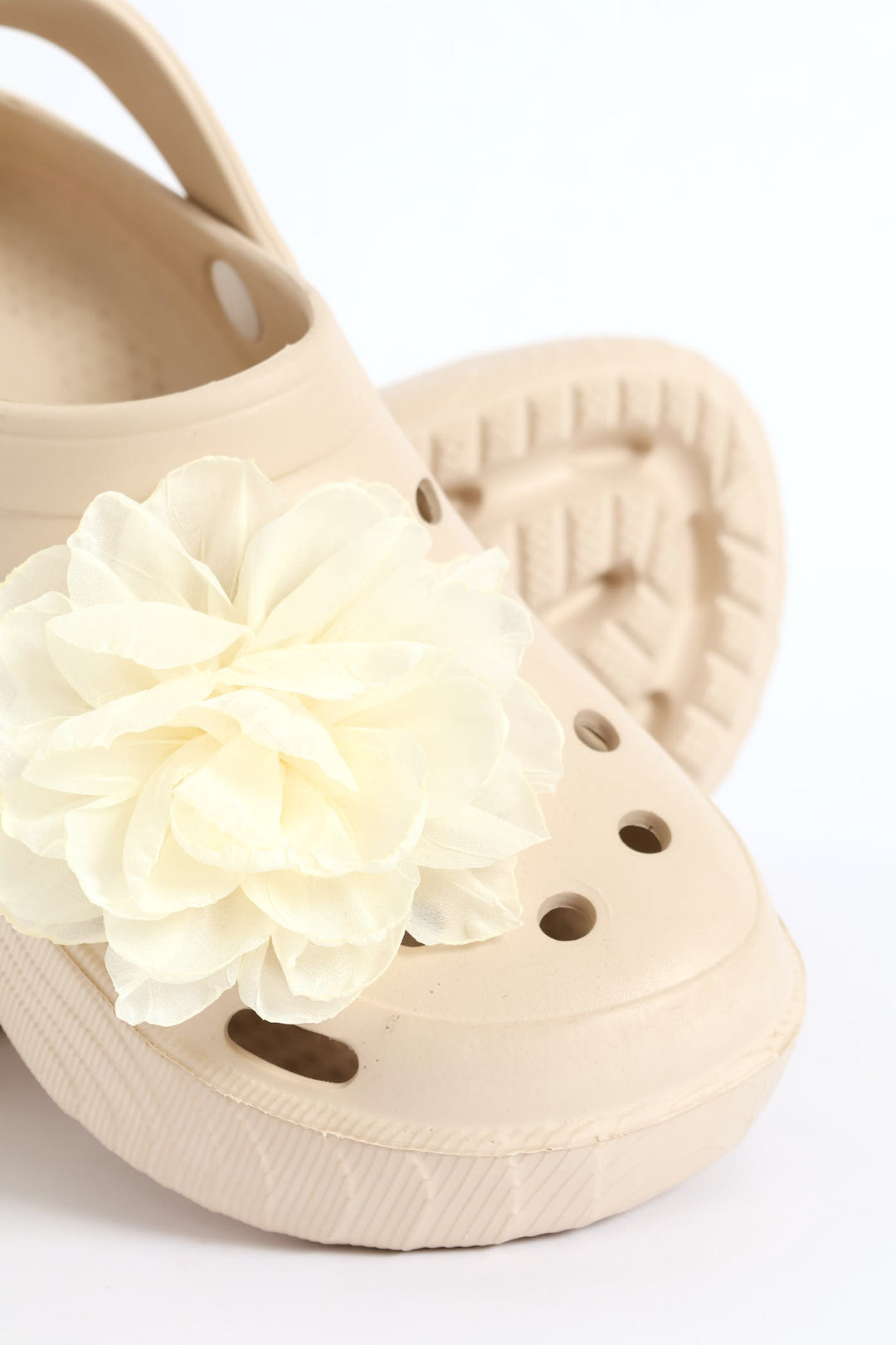 Floral Detail Bumper Clog - Stone