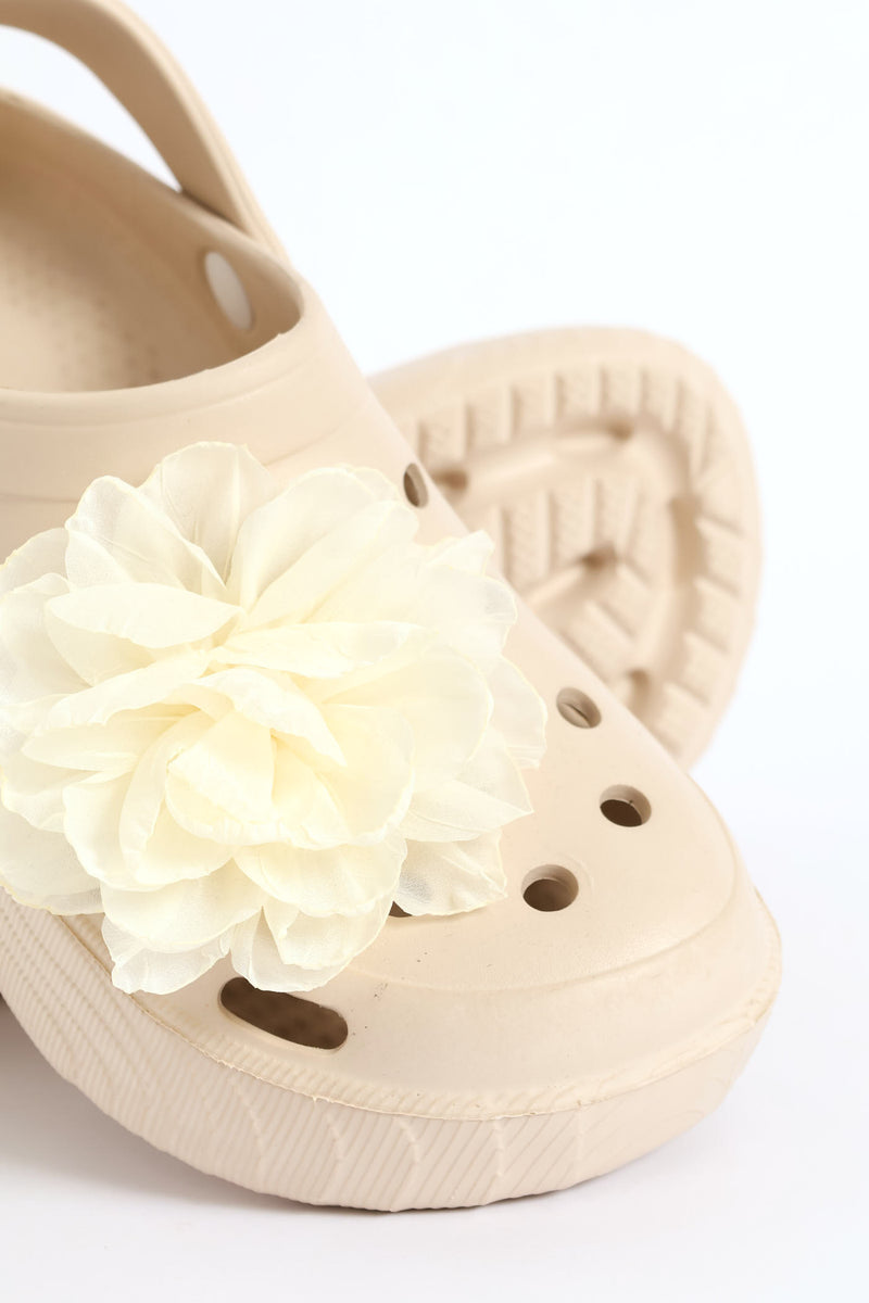 Floral Detail Bumper Clog - Stone