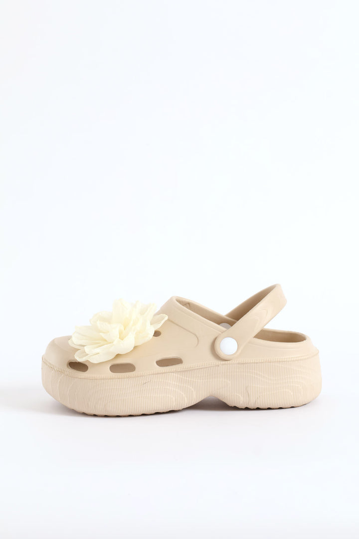 Floral Detail Bumper Clog - Stone