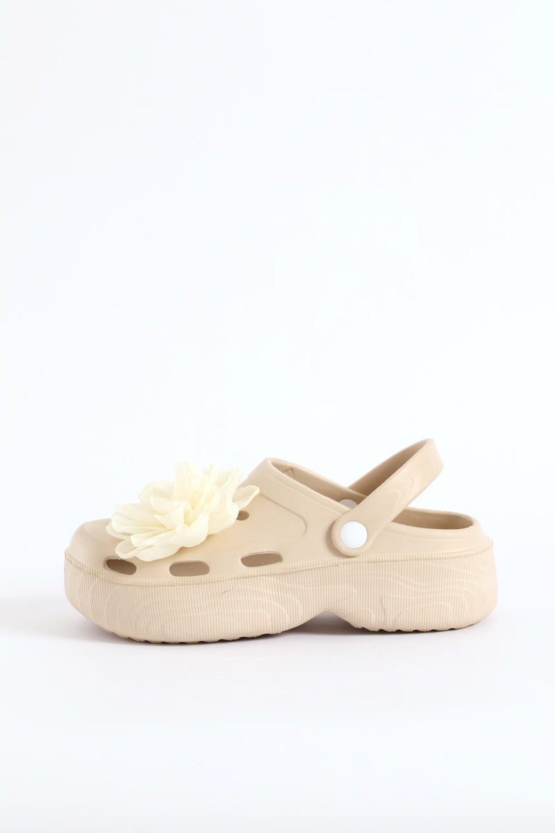 Floral Detail Bumper Clog - Stone