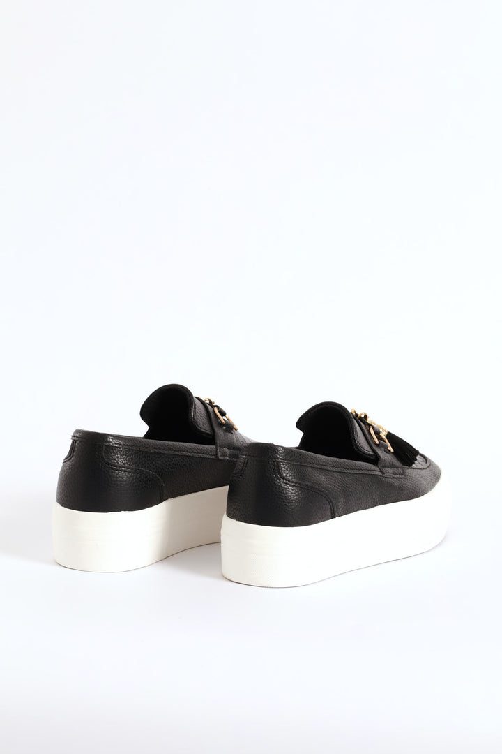 Penny Mock Slip On Sneaker With Detachable Tassels - Black