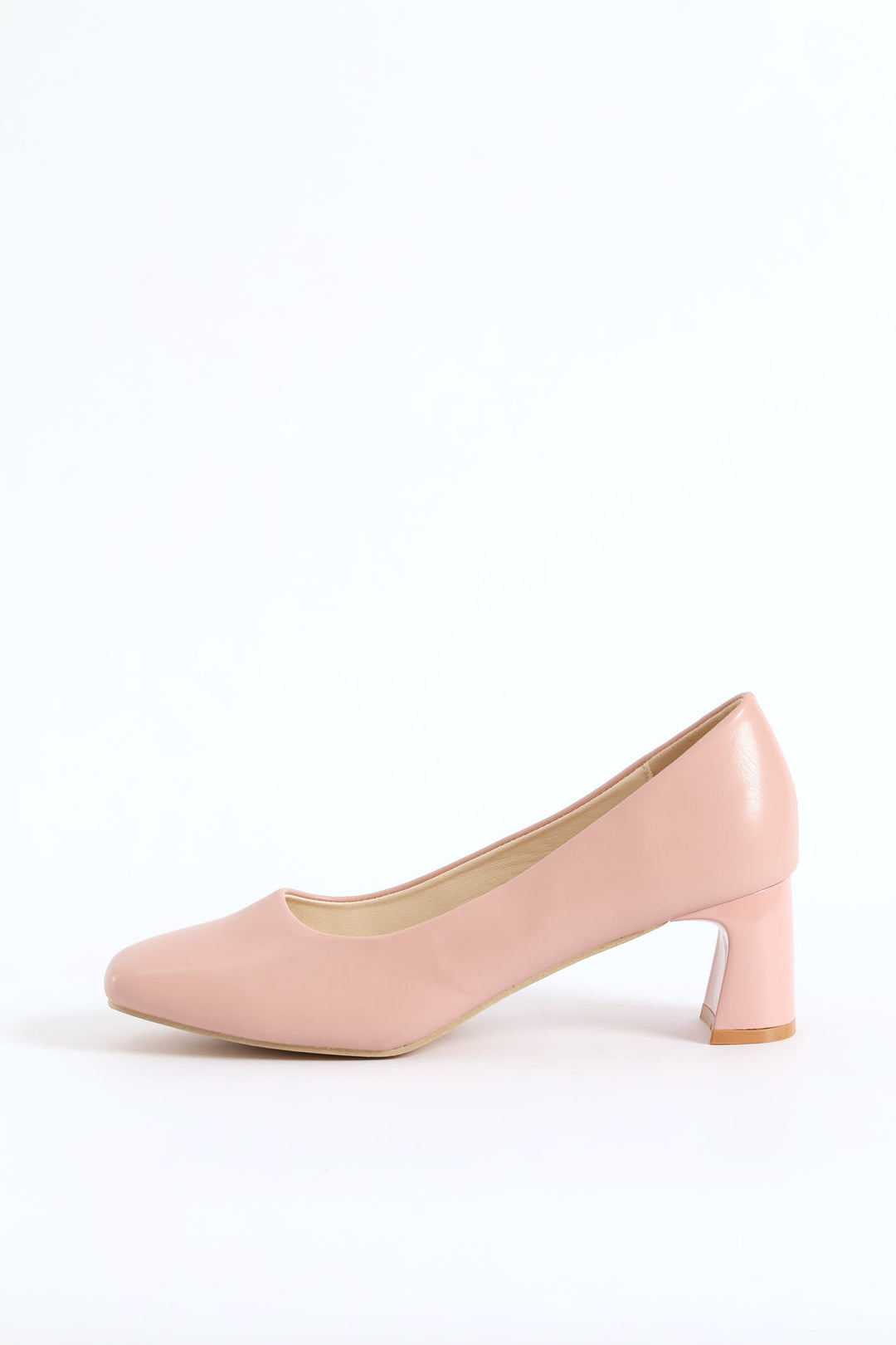 Square Toe Block Court Heel - Mink