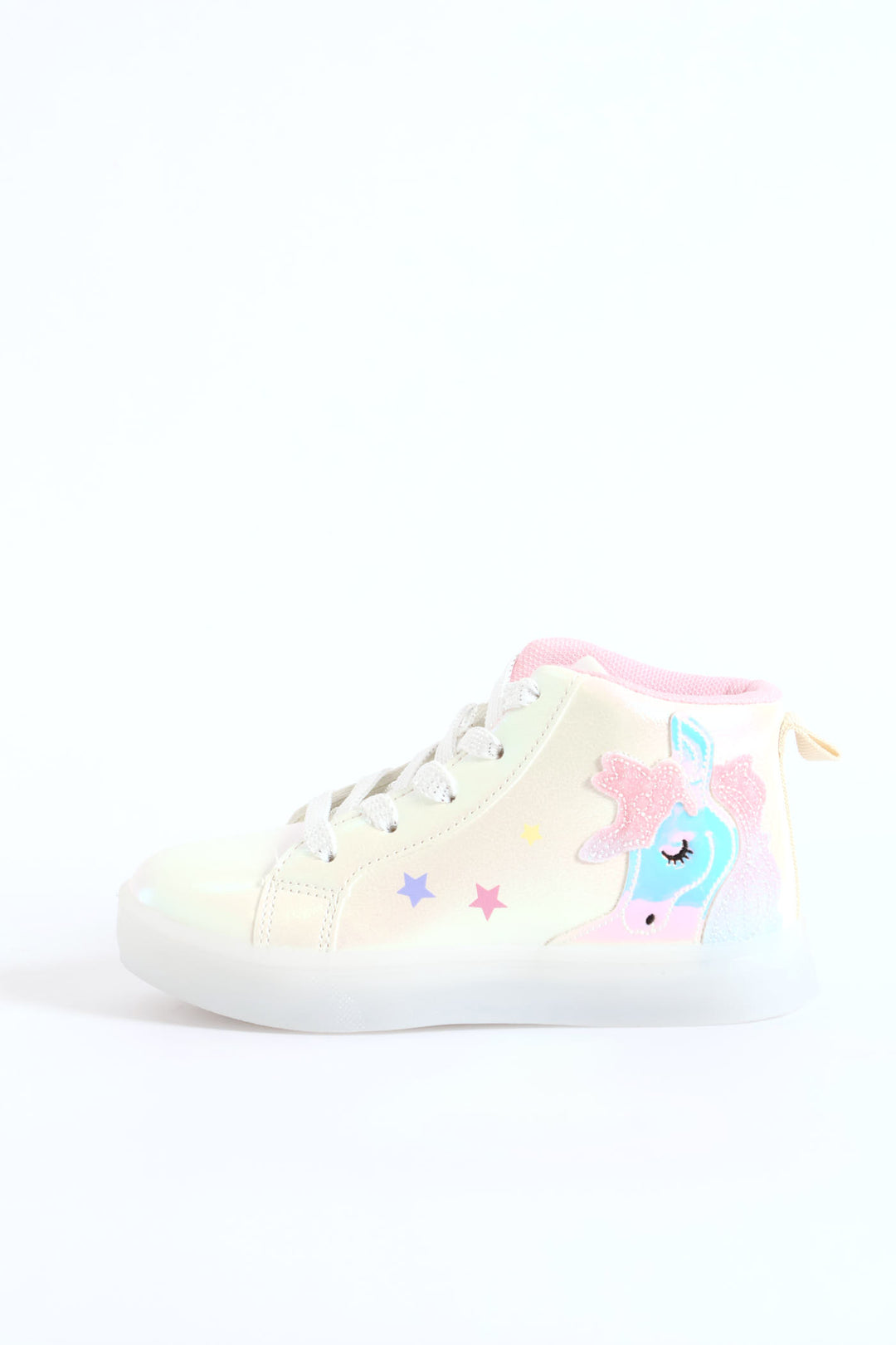 Pre-Girls Holo Light Up Unicorn Hitop Sneaker - White