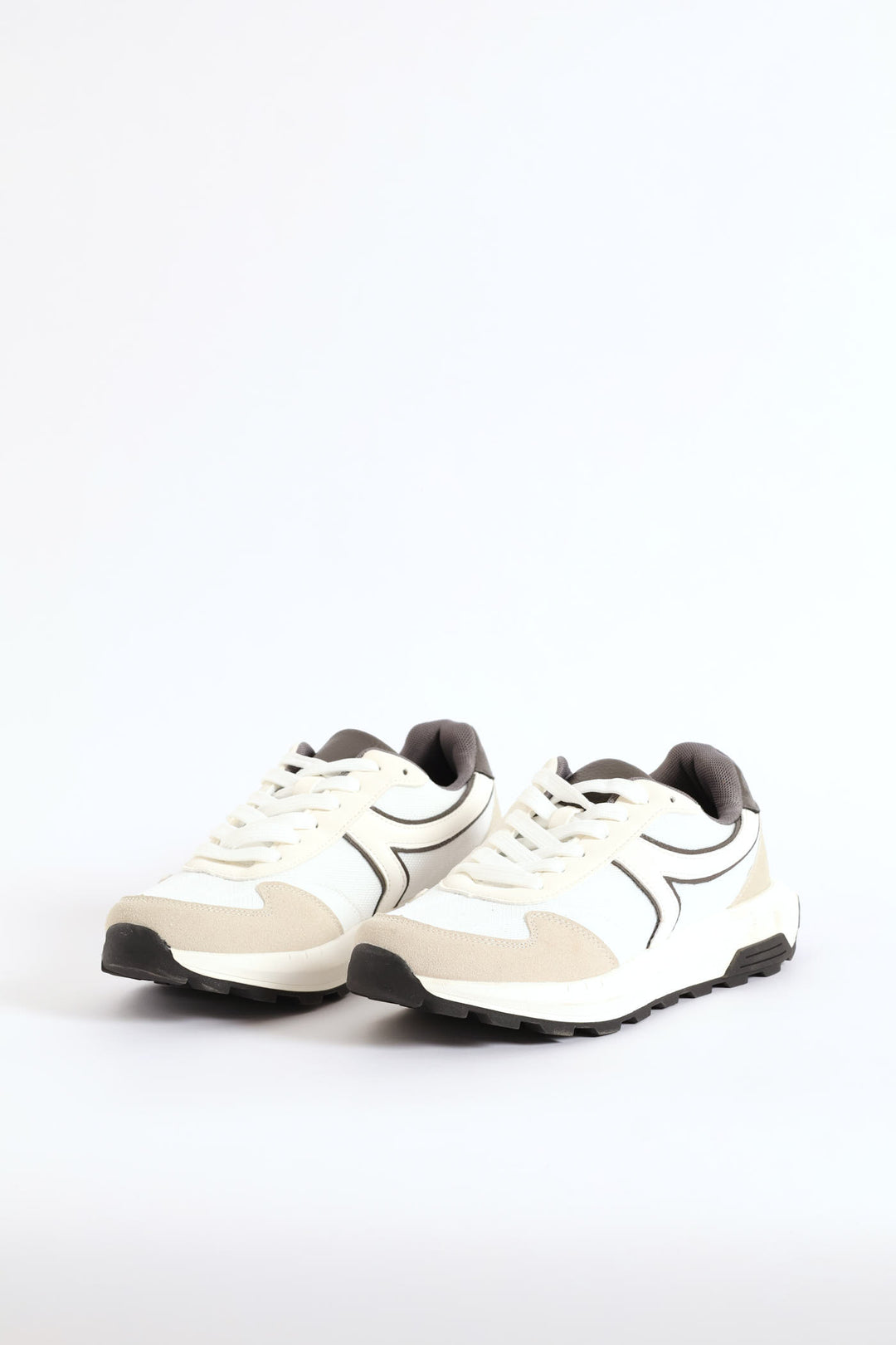 Retro Lace Up Trainer - White/Grey