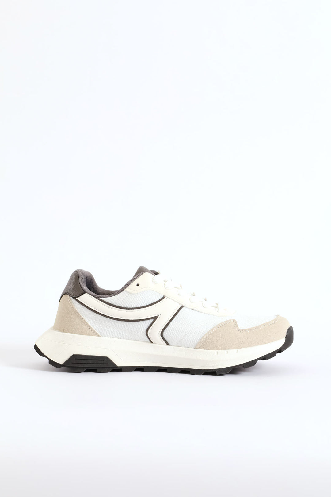 Retro Lace Up Trainer - White/Grey