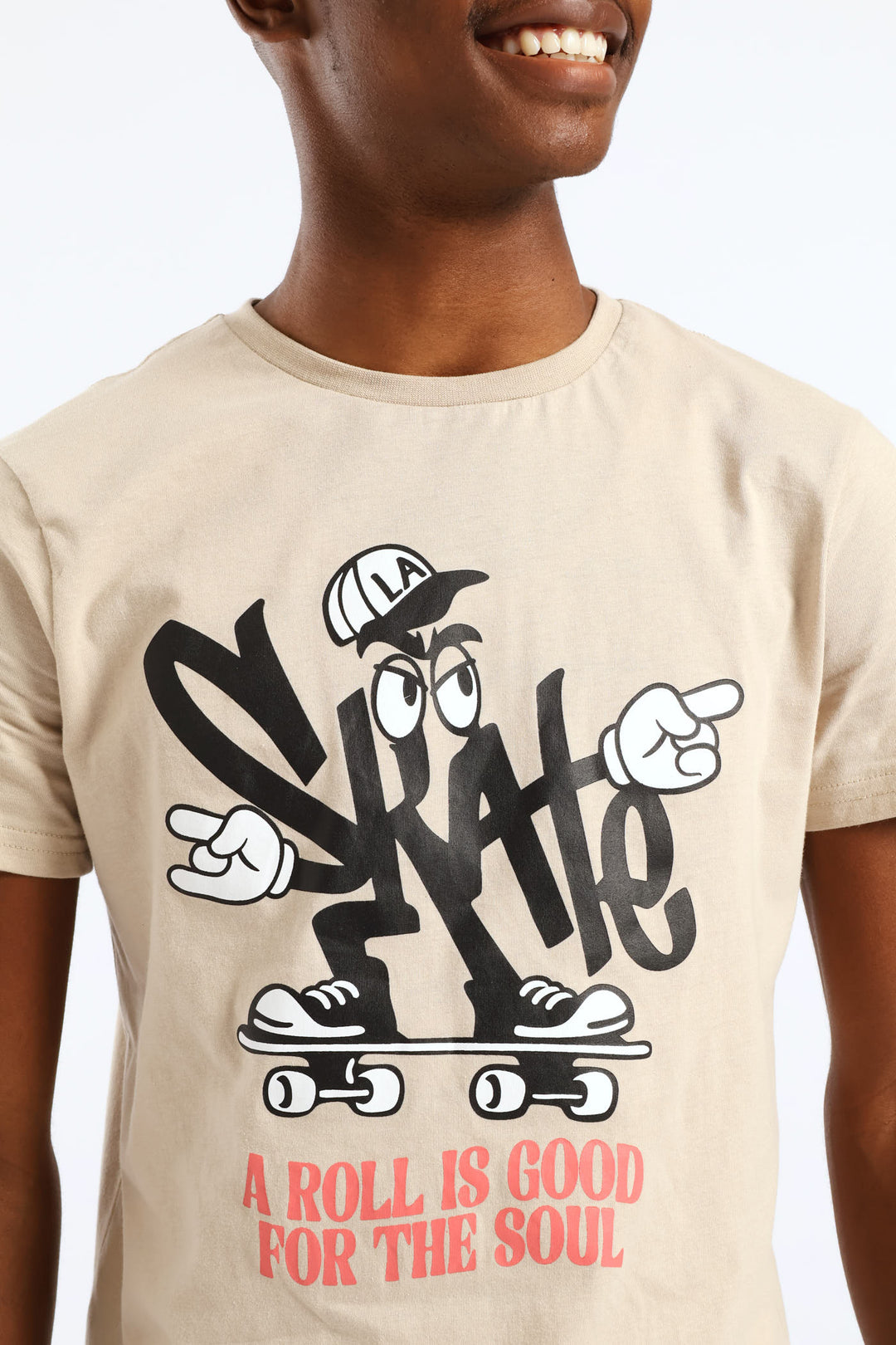 Boys Skate Roll Print Tee - Stone