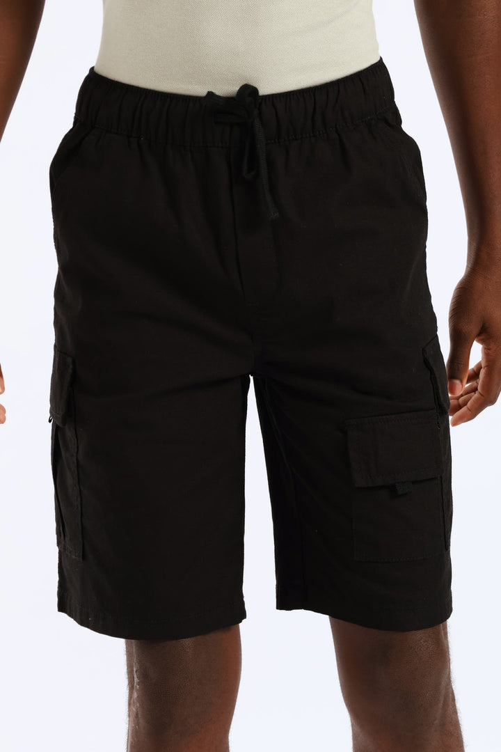 Boys Ripstop Cargo Short - Black