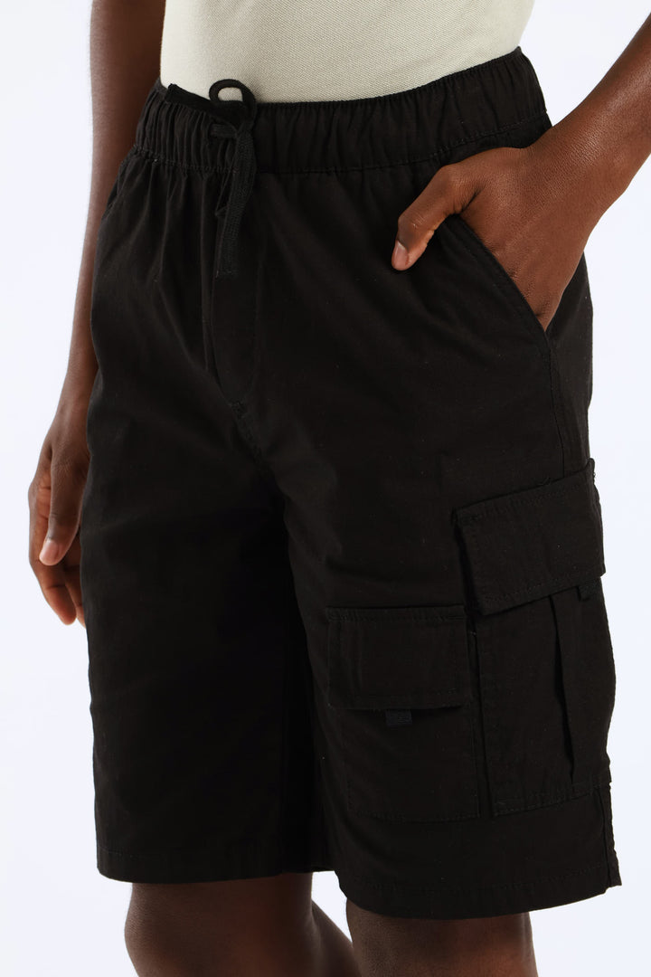 Boys Ripstop Cargo Short - Black