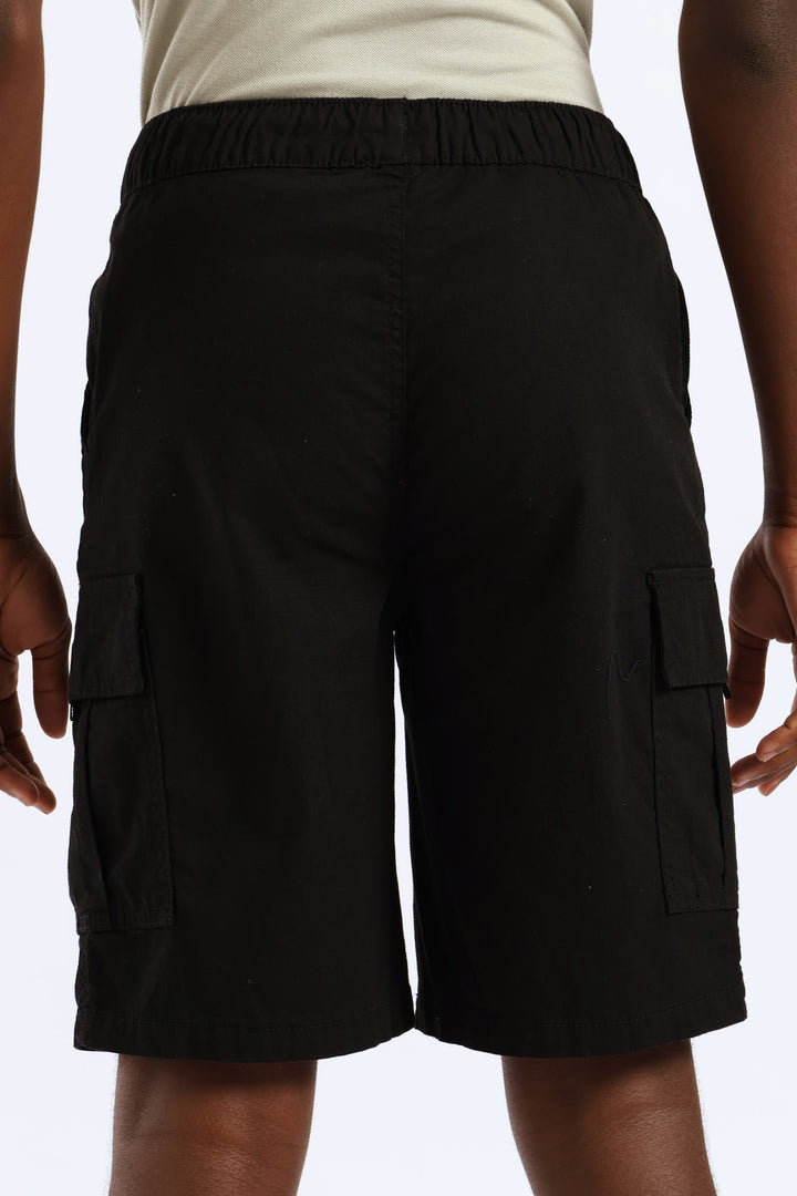 Boys Ripstop Cargo Short - Black