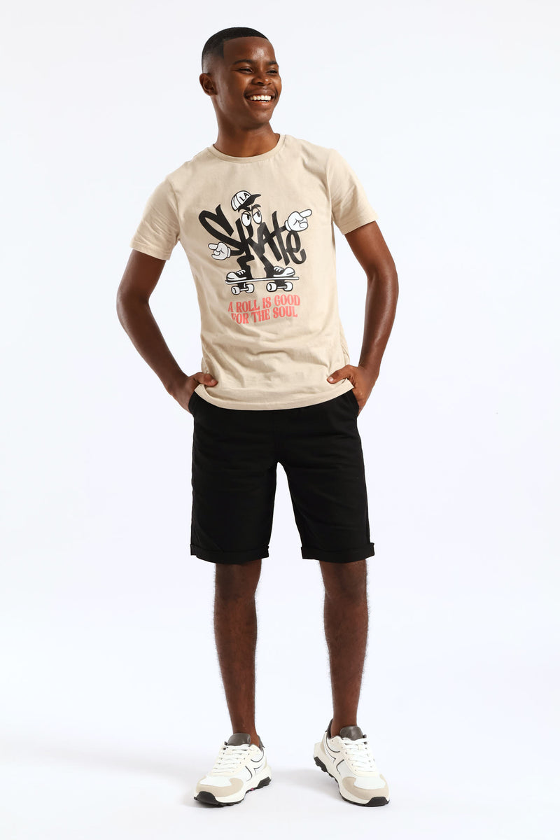 Boys Twill Pull On Short - Black