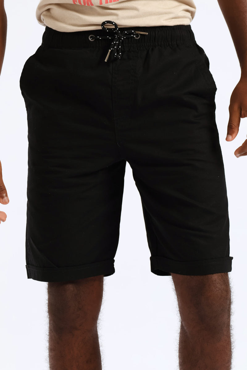 Boys Twill Pull On Short - Black