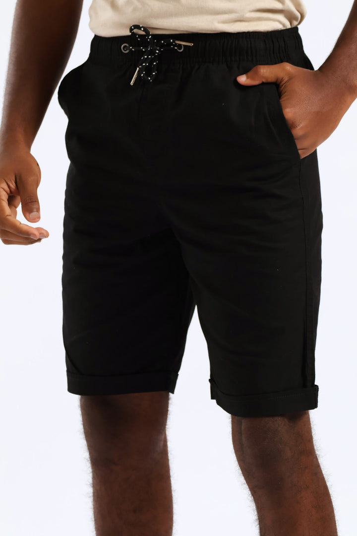 Boys Twill Pull On Short - Black