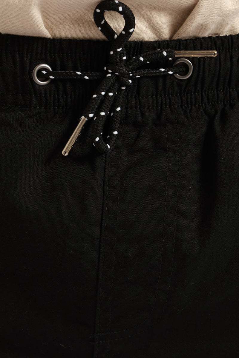 Boys Twill Pull On Short - Black
