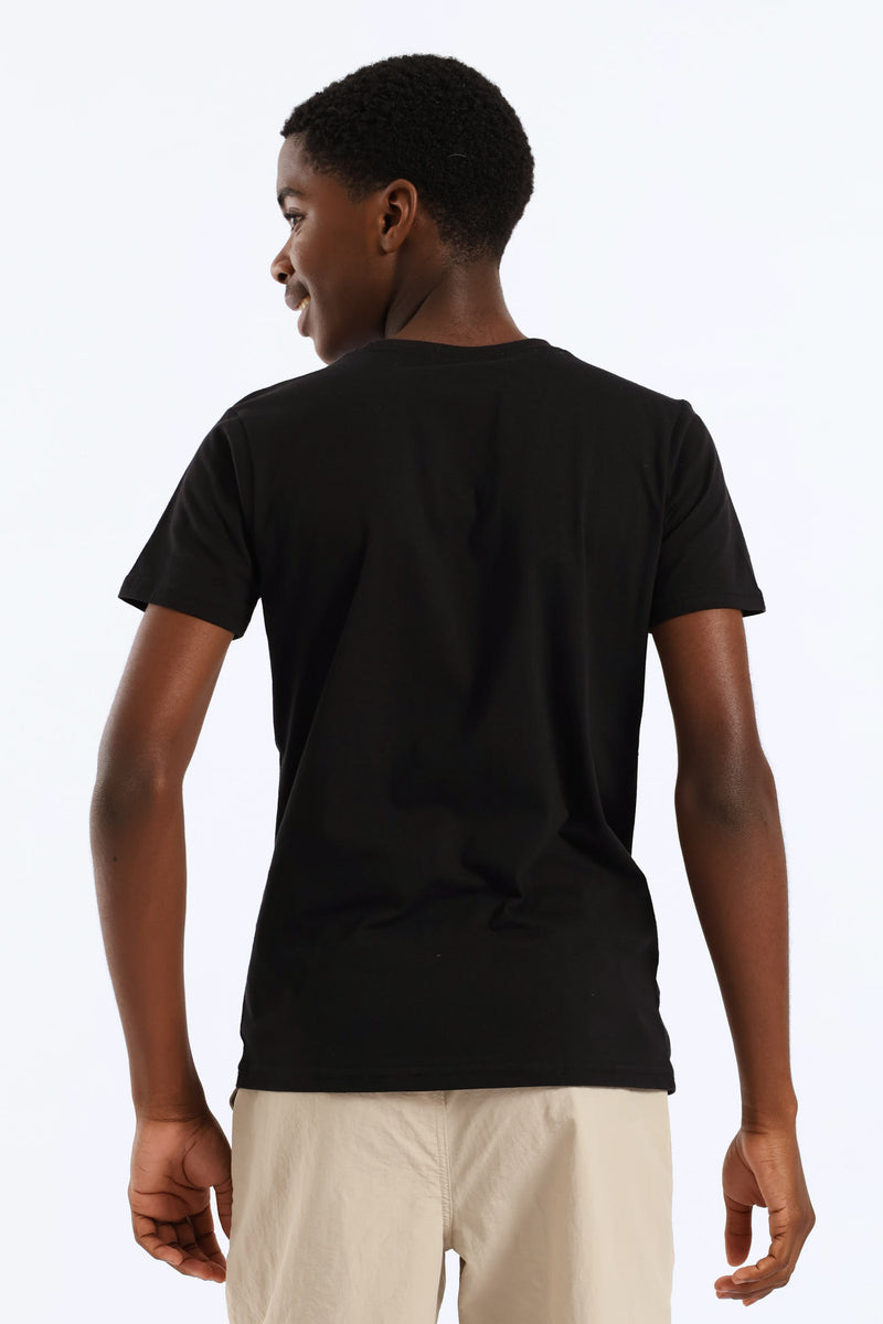 Boys Graffiti Teddy Print Tee - Black