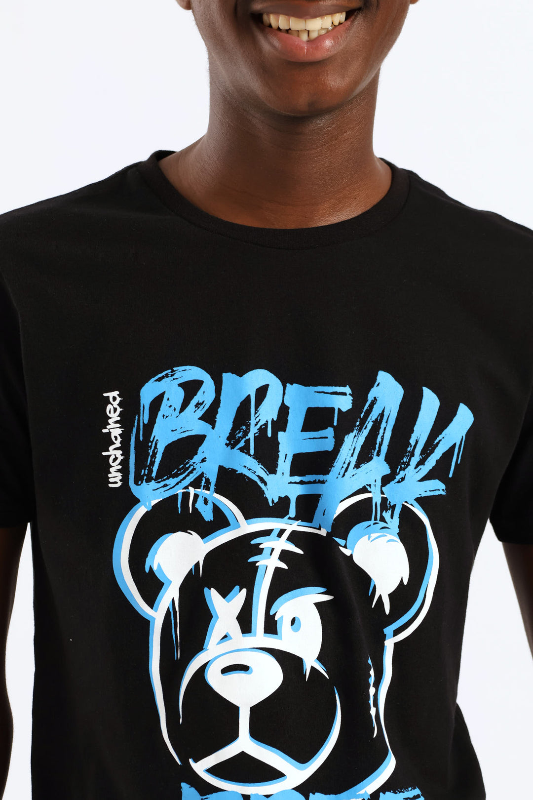 Boys Graffiti Teddy Print Tee - Black