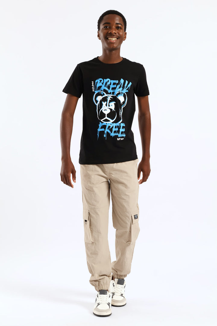 Boys Taslon Cargo Jogger - Stone