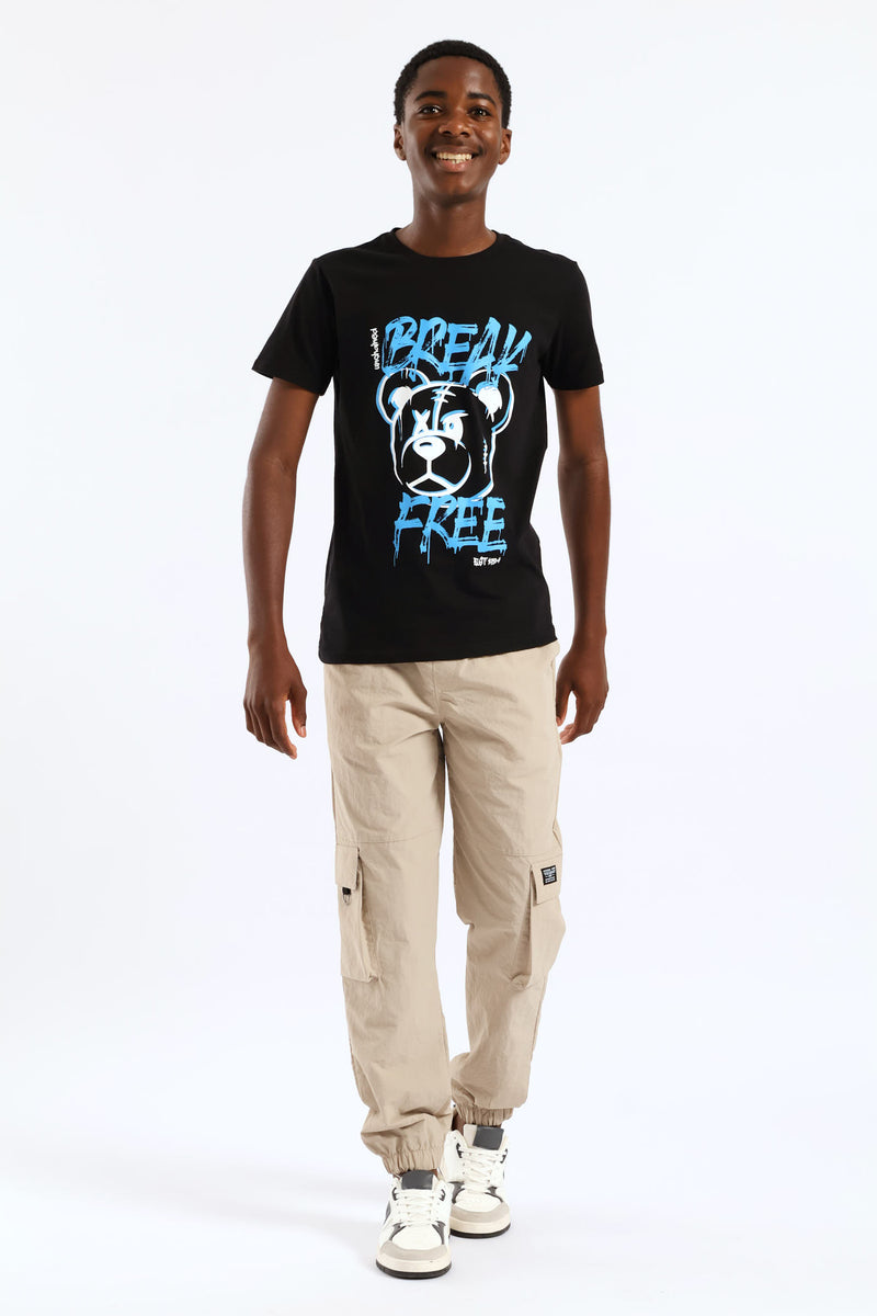 Boys Taslon Cargo Jogger - Stone