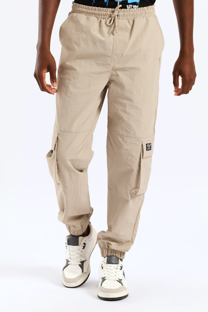 Boys Taslon Cargo Jogger - Stone
