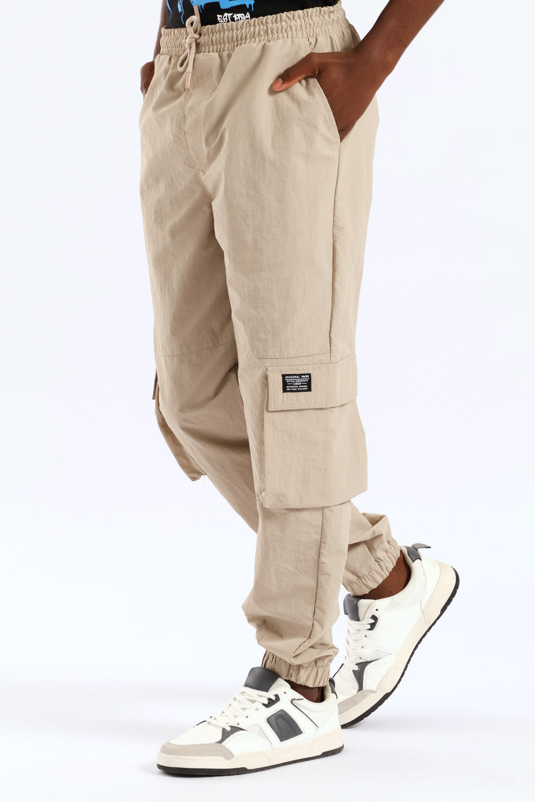 Boys Taslon Cargo Jogger - Stone