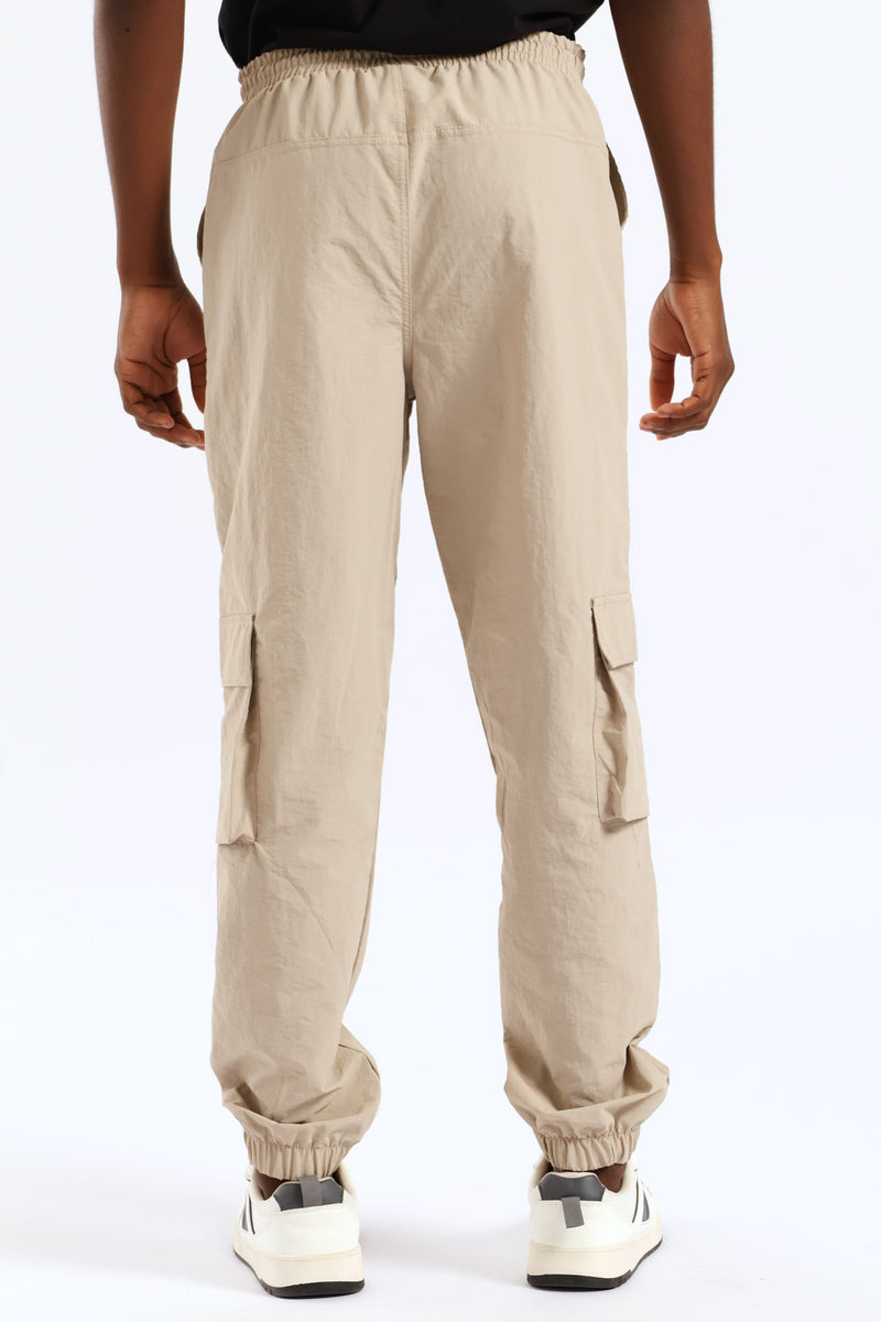Boys Taslon Cargo Jogger - Stone
