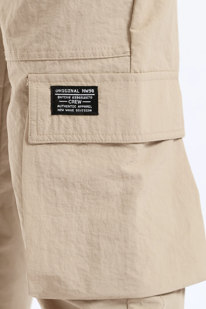 Boys Taslon Cargo Jogger - Stone