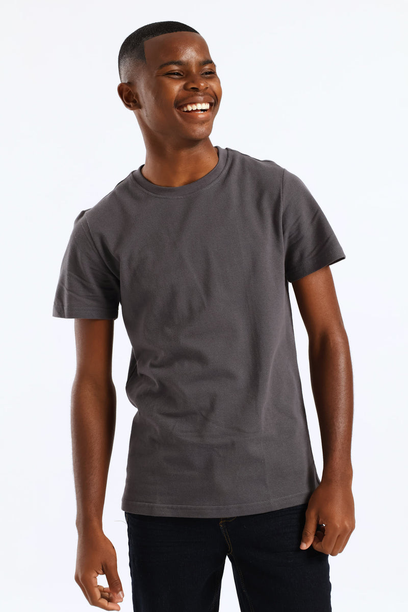 Boys Pique T-Shirt - Charcoal