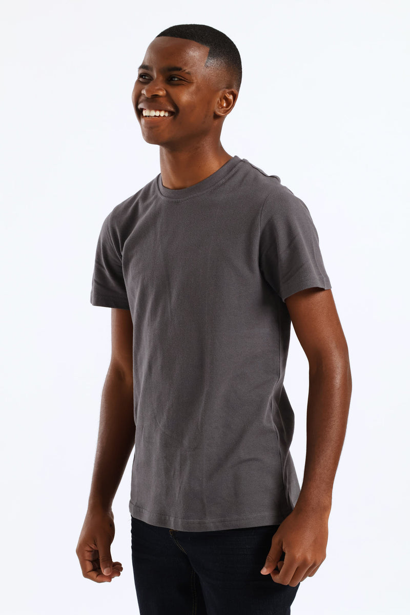 Boys Pique T-Shirt - Charcoal