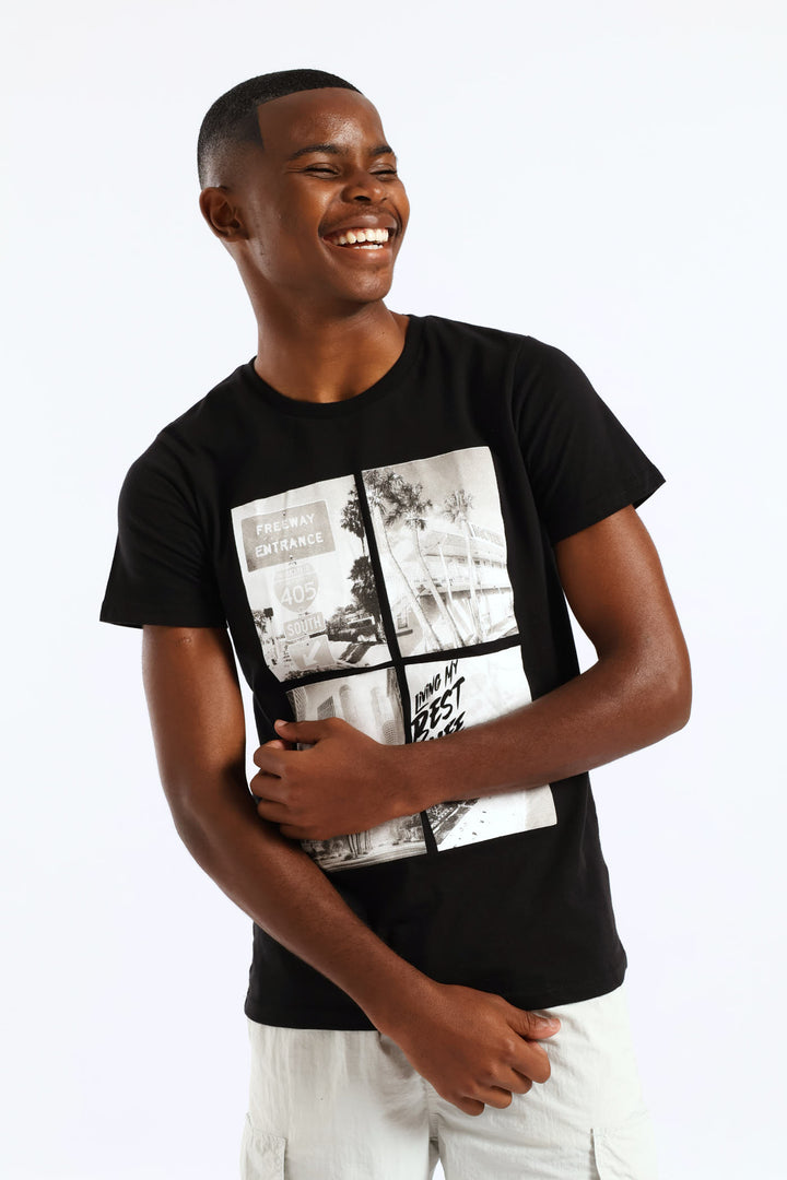 Boys Miami Photographic Print T-Shirt - Black