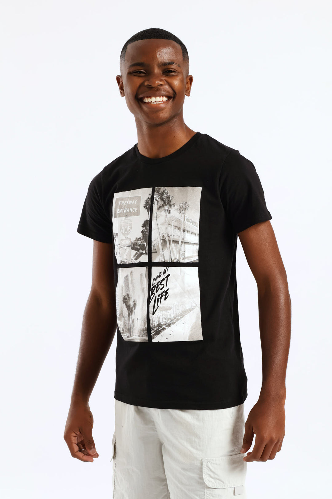 Boys Miami Photographic Print T-Shirt - Black