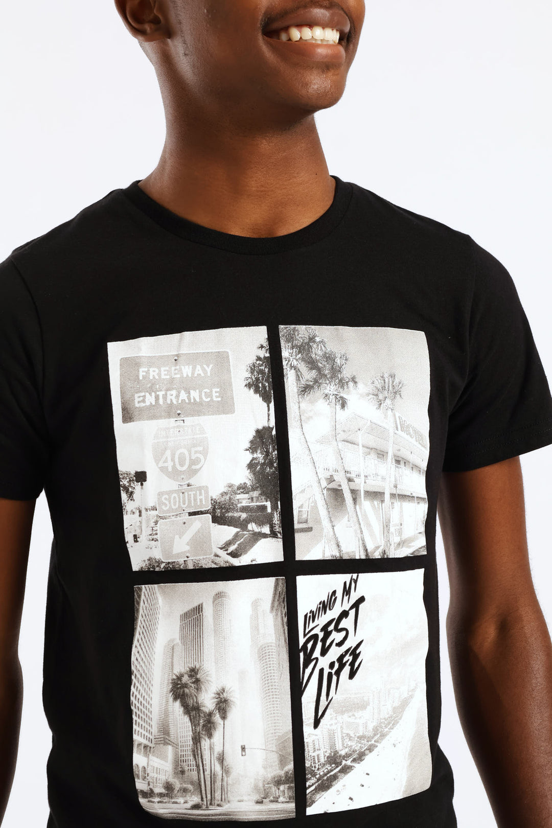 Boys Miami Photographic Print T-Shirt - Black