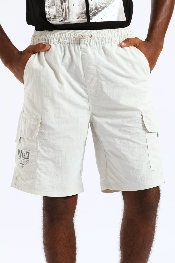 Boys Parachute Cargo Short - Light Grey