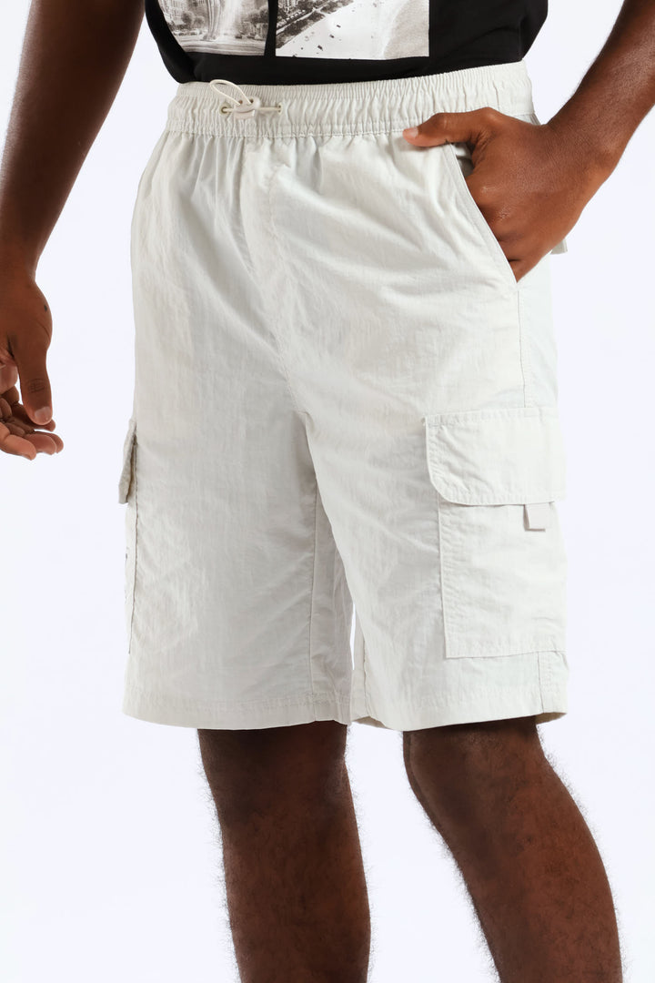 Boys Parachute Cargo Short - Light Grey
