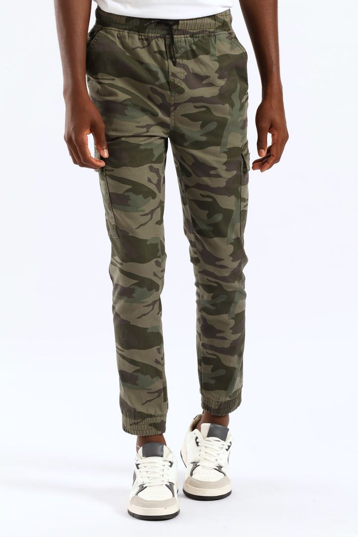 Boys Camo Print Cargo Jogger - Fatigue