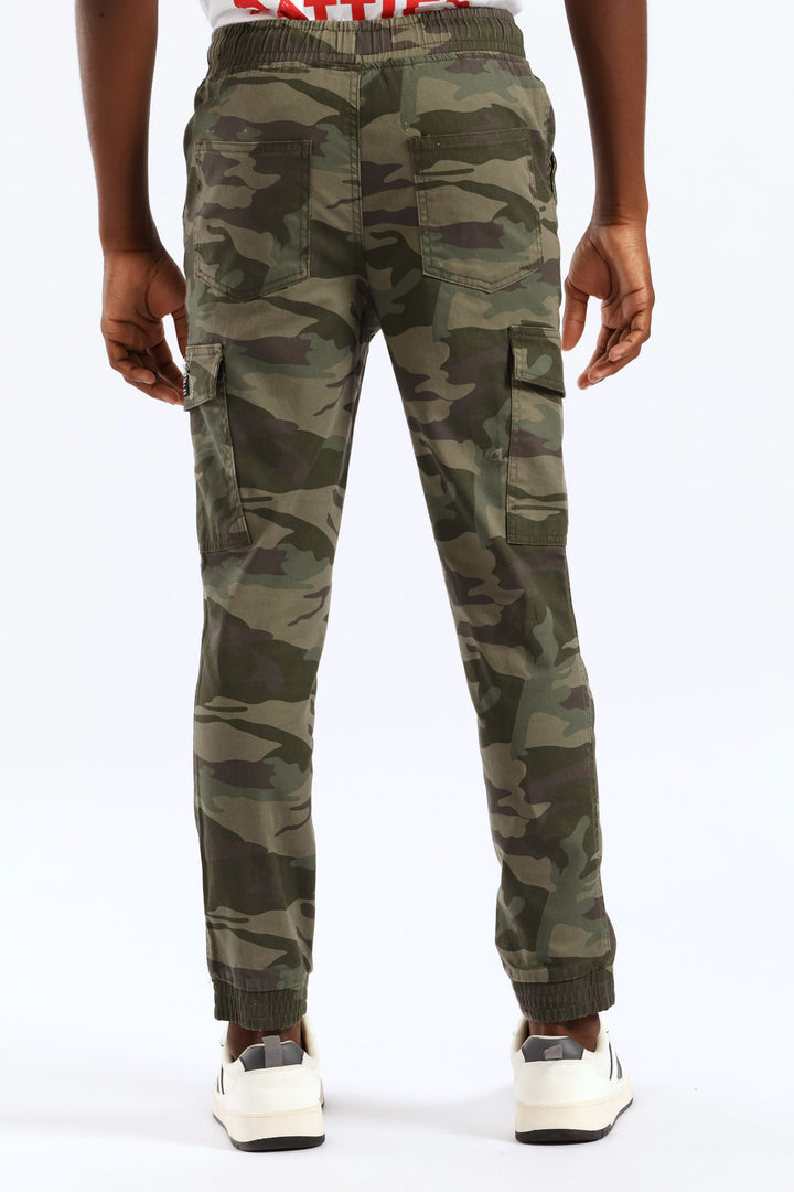 Boys Camo Print Cargo Jogger - Fatigue
