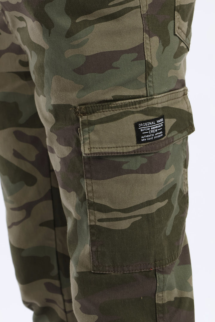Boys Camo Print Cargo Jogger - Fatigue