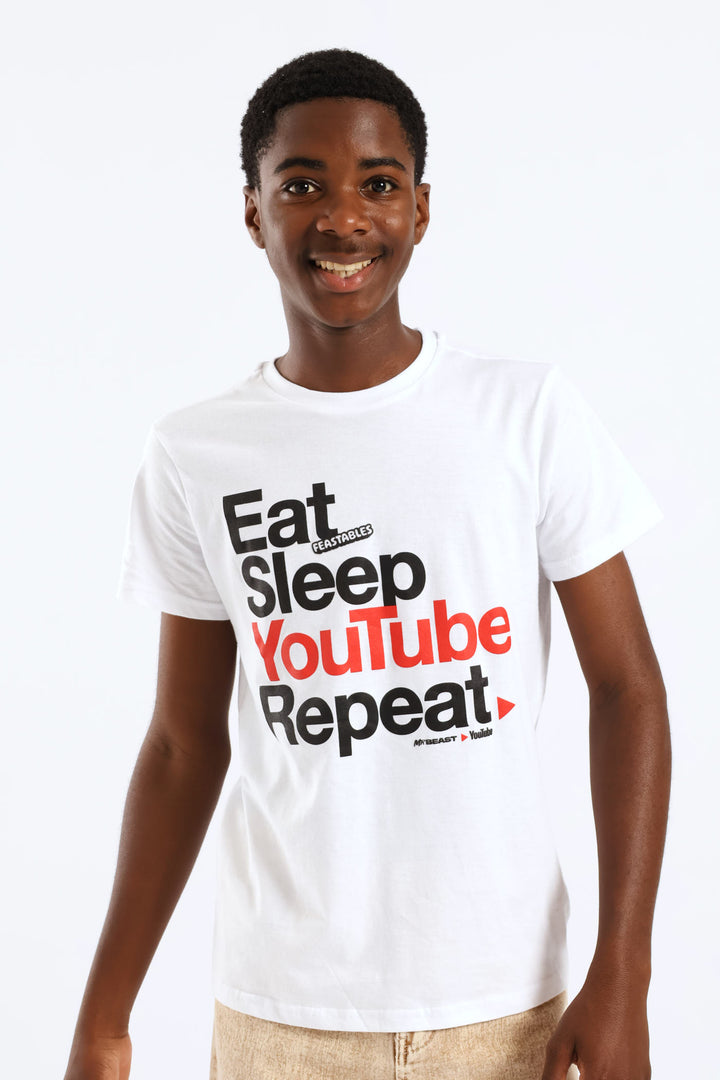 Boys Youtube T-Shirt - White