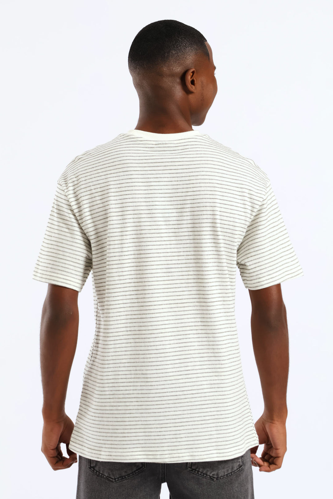 Boys Jacquard Stripe Oversized T-Shirt - White