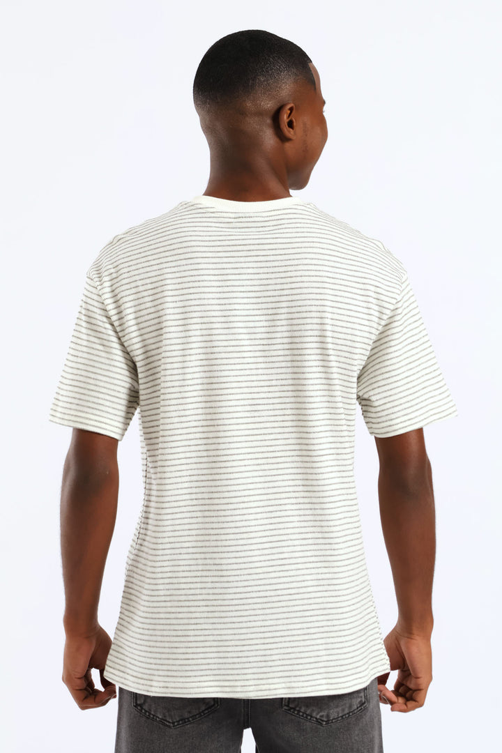 Boys Jacquard Stripe Oversized T-Shirt - White