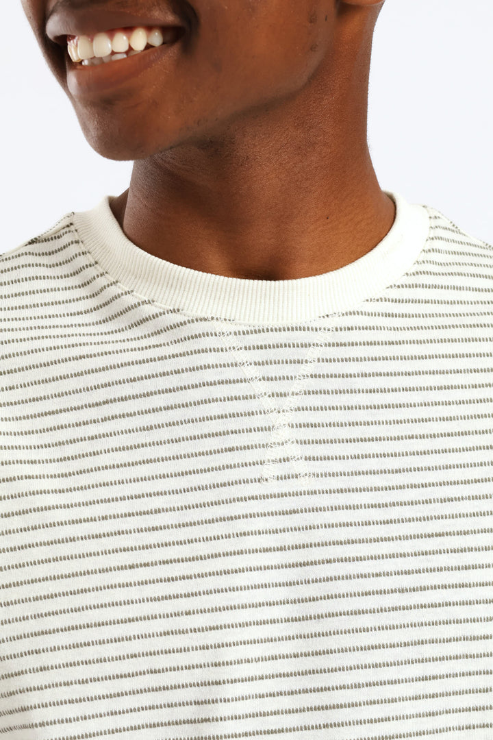 Boys Jacquard Stripe Oversized T-Shirt - White