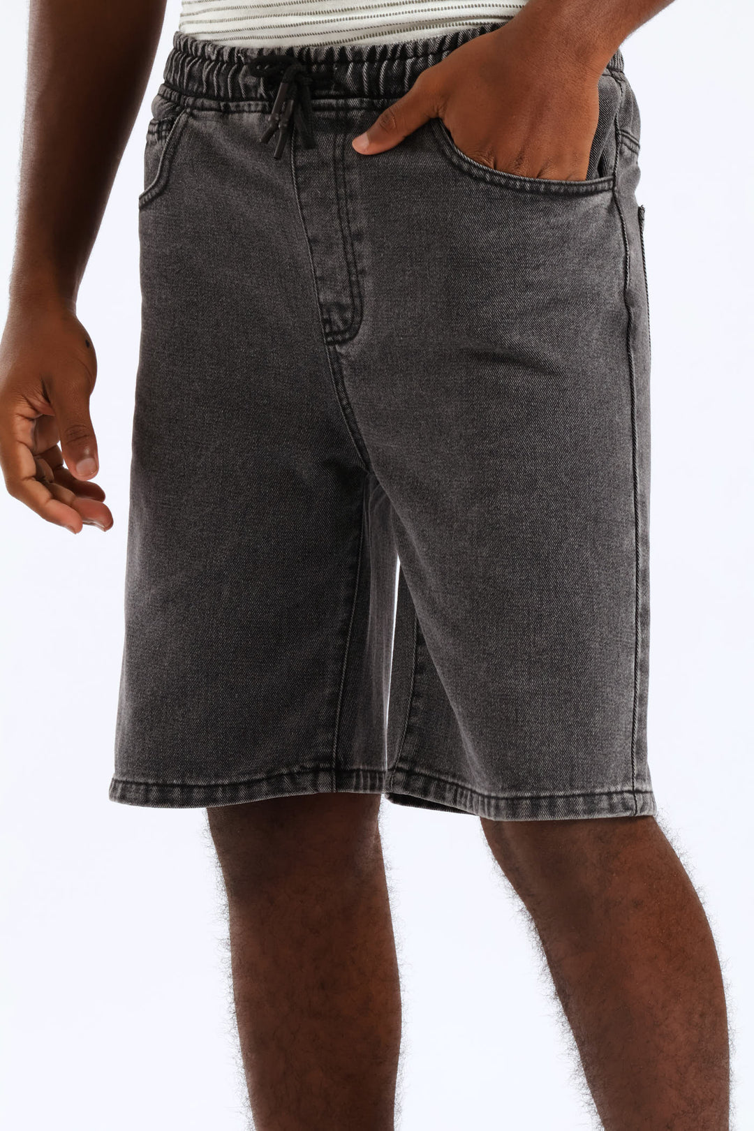 Boys Washed Denim Pull On Walkshort - Black