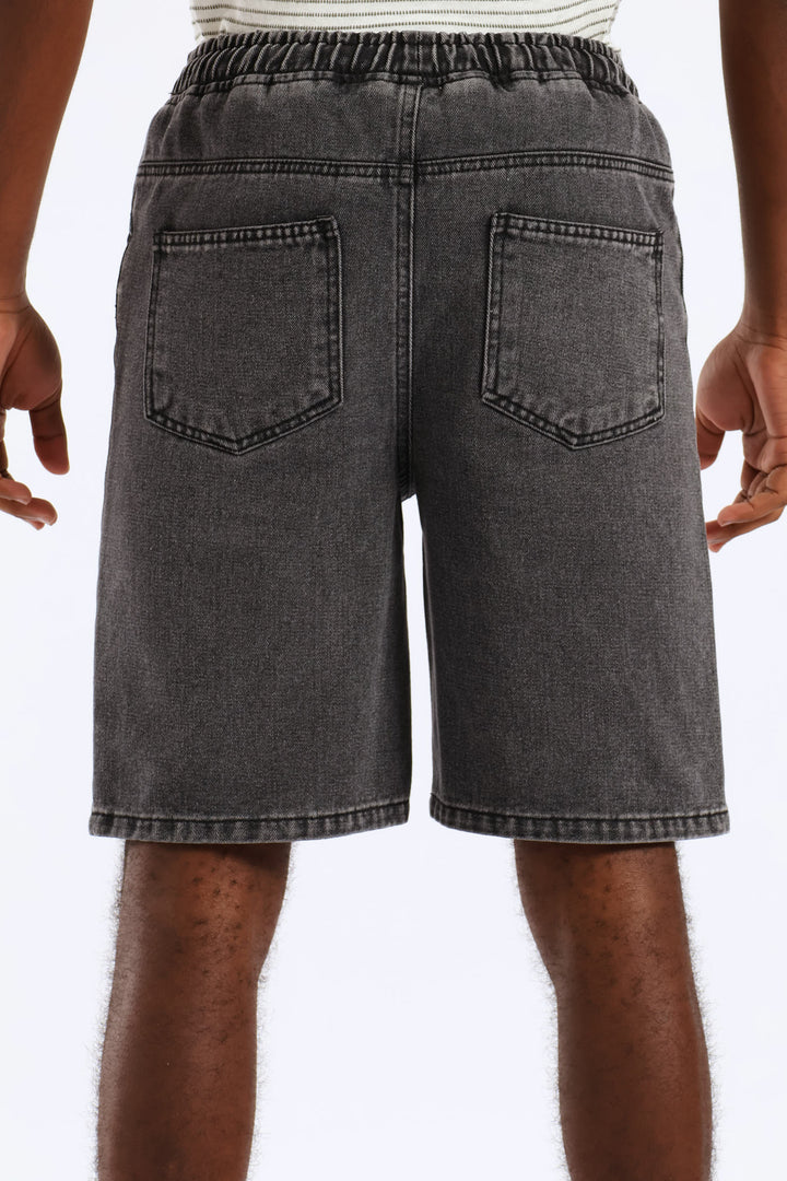 Boys Washed Denim Pull On Walkshort - Black