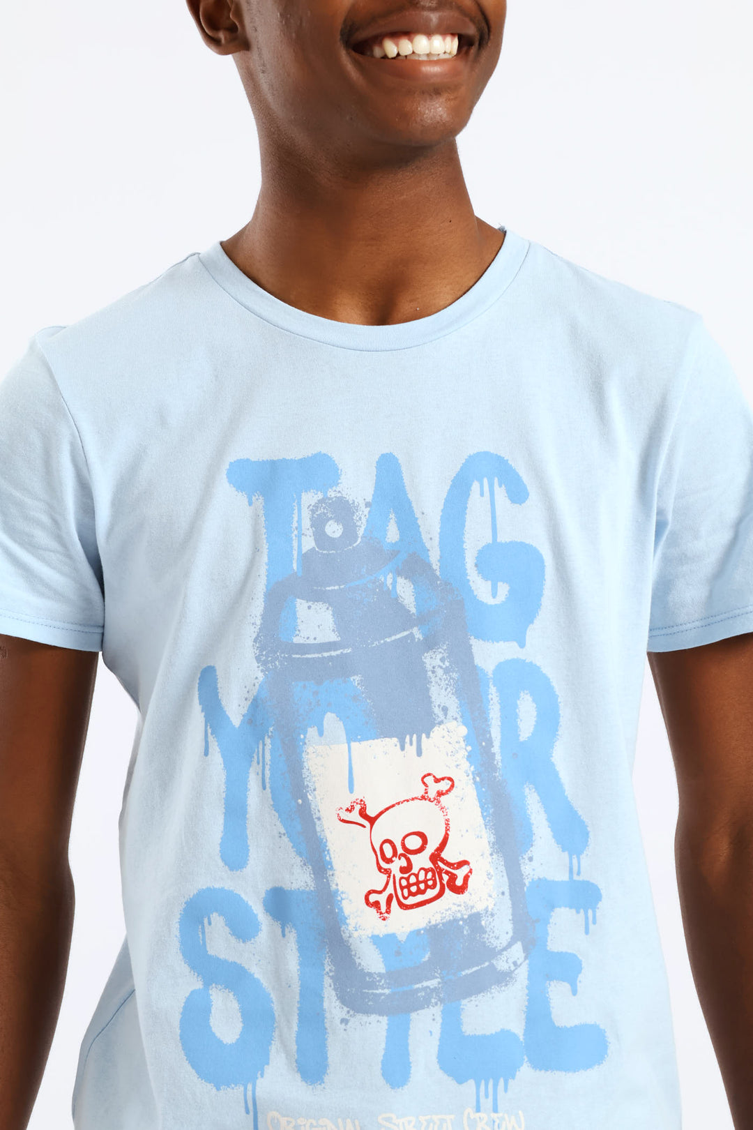 Boys Spray Paint Print Tee - Light Blue