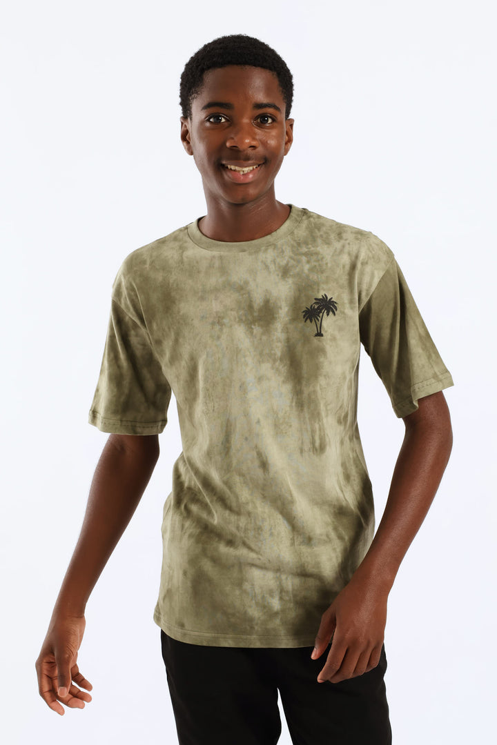Boys Spectra Dye Palm Oversized T-Shirt - Olive